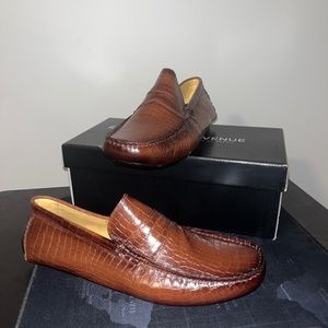 Saks fifth ave crocodile skin loafers